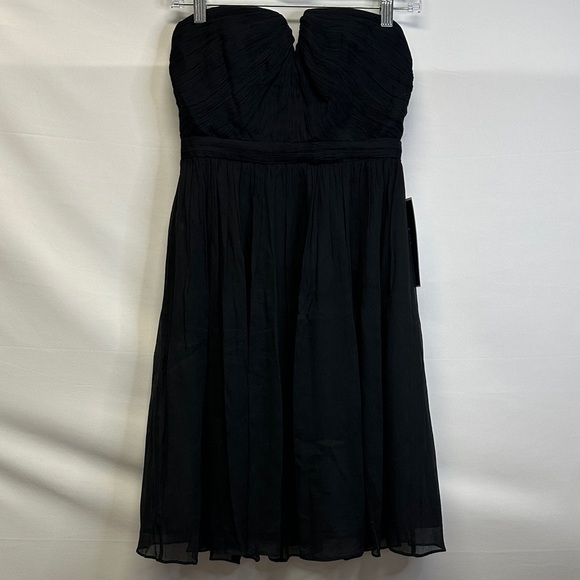 NWT J. Crew Emily Silk Chiffon Strapless Dress Black Cocktail Party Dress 0